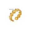 Anillo Geométrico Asimétrico de Acero Inoxidable Estilo Ins Transfronterizo Europeo y Americano con Textura de Líneas Anillo Abierto de Joyería