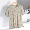 Al por mayor Transfronterizo Seda de Hielo para Hombre Manga Corta Estampado Nuevo Verano Cuello Redondo Moderno Secado Rápido Delgado Deporte Camiseta Top