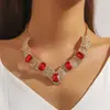 Primavera 2025 Nuevo Joyería Transfronteriza Europea y Americana Retro Lujo Ligero Collar Antiguo Medio Personalidad Elegante Color Circonita Diamante