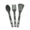 Juego de Cocina de Plástico y Nylon para Niños Pequeños de 3 Piezas Pala Cuchara Tenedor Derramado Juego de Vajilla de Nylon Portátil para Viajes Camping