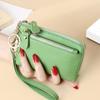 Billetera Pequeña de Mano de Piel de Vacuno de Primera Capa Transfronteriza con Múltiples Ranuras para Tarjetas Llavero Monedero para Monedas Bolso de Mano de Cuero Genuino para Mujeres