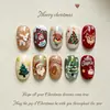 WM-494 Reno Vacaciones de Invierno Uñas Postizas Redondas Cortas Navidad Santa Hombre de Jengibre Lindas Uñas Usables Mayoreo