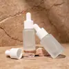 Frascos conta-gotas de essência 5ml 10ml transparentes foscos frascos conta-gotas de óleo essencial frascos conta-gotas de vidro com cabeça de borracha