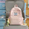 Bordado de Cachorrinho Macio e Fofo Estilo Healing Mochila Estudante na Cor Pêssego Claro, Estilo Fresco de Verão, Mochila Pequena para Viagem de Melhores Amigos