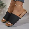 Nuevo Modelo de Verano 2026: Sandalias de Tejido Casual Cómodas de Talla Grande para Mujer, sin Cierre, para Uso al Aire Libre, Talla Única