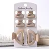 Clipes de Cabelo Semicirculares 4cm+2.5cm Simples Transfronteiriços para Franja Conjunto Versátil de Clipes de Cabelo em Tons Terrosos para Mulheres