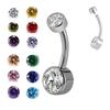 F136 Titanio Cúbico de Zirconia Cilíndrico Anillo para Ombligo Fabricante Transfronterizo Aleación de Titanio G23 Joyería para Perforación Corporal Uña para Ombligo