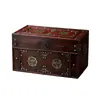Caja de Madera Estilo Chino con Personaje Feliz Caja de Joyería Vintage Caja de Madera Vestido Antiguo Atrezo para Cine y Televisión Caja de Tocador de Dote Caja de Almacenamiento Antigua