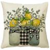 Nueva Funda de Almohada de Limón de Verano Hoja de Piña Transfronteriza Hogar Sala de Estar Dormitorio Funda de Almohada