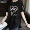 Comercio Electrónico Transfronterizo Despacho Gran Marca Etiqueta Cortada Talla Grande Camiseta de Manga Corta Mujer Camiseta para Madre de Mediana Edad Camiseta Base