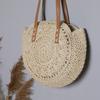 Bolso Redondo de Paja Retro Nuevo Verano Nicho ins Vacaciones Tejido Calado Estilo Étnico Un Hombro Bolso de Playa