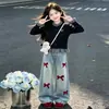 Conjunto de Duas Peças para Meninas Outono/Inverno 2026: Cardigã de Retalhos Xadrez Manga Longa Casual Doce Individualista Jeans