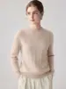 Suéter de punto trenzado 100% cachemira pura con cuello redondo para mujer, nuevo estilo otoño e invierno, suéter de punto pullover holgado, top básico de estilo casual