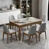 Mesa de jantar e conjunto de cadeiras em placa de rocha italiana mesa de jantar moderna para casa toda em madeira maciça apartamento pequeno luxo leve retangular mesa de jantar ocidental