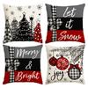 Funda de Almohada Navideña Imitación Lino Decoración de Árbol de Navidad Copo de Nieve Funda de Cojín para Sofá de Sala de Estar Funda de Almohada de Campana Navideña