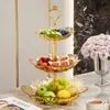 Bandeja de Doces e Frutas Secas para Sala de Estar, Uso Doméstico, Prato de Frutas Multicamadas de Luxo Leve, Bandeja de Frutas para Mesa de Centro, Petiscos para Recepção, Peça de Exposição de Sobremesas