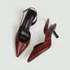 Zapatos de Mujer de Tacón Alto con Espalda Descubierta, Punta Fina, Tacón de Aguja, Sandalias con Hebilla, Estilo Transfronterizo Europeo y Americano, Para el Viaje al Trabajo, Hacen que los Pies Parezcan Más Pequeños, Zapatos Planos