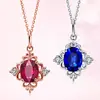 Colgante con patrón chapado en oro rosa de 18 quilates, colgante de zafiro rojo, collar con temperamento, colgante de tesoro de color, regalo de trama madre