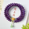 Pulsera de Raíz de Bodhi Natural Doble Círculo Qi Dong Lai Morada para Mujeres, Pulsera de Cuentas de Oración Budista Manual Estilo Chino