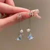 Pendientes Exagerados Largos de Borla Metálica Plateada Super Brillantes con un Toque de Alta Gama, Diseño de Nicho de Lujo Ligero, Pendientes Versátiles y Elegantes para Mujer