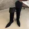 Botas de tacón alto apilado plisadas con punta fina estilo coreano 2026 Botas ajustadas para chica audaz Botas vaqueras retro