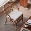 Cadeira de Rattan para Plantas Estilo Wabi-Sabi Cadeira de Jantar para Casa do Sudeste Asiático com Braços e Encosto Cadeira Individual Vintage para Pousada Hotel