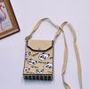 Bolso para teléfono móvil de estilo coreano con diseño de panda pequeño, bandolera de punto, bolso de mano con solapa, bolso informal para salir