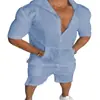 Traje Casual de Dos Piezas con Sudadera con Capucha y Bolsillos de Manga Corta Holgada para Hombre, Tallas Grandes, Europeo y Americano, Amazon 2024
