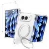 Adequado para iPhone 18 Duo, Capa de Celular com Suporte Magnético Rotativo 360 Graus, Dobrável, Fosca, Transparente, Sensação Similar à Pele
