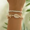 Pulseras de Conchas Apiladas Trenzadas Transfronterizas Europeas y Americanas para Vacaciones en la Playa de Verano, Pulseras de Moda Multicapa de Estrella de Mar Turquesa y Cuentas de Arroz