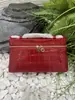 Bolsa Caixa Padrão Crocodilo Lp19 Couro Genuíno Bolsa Lancheira Bolsa de Ombro Único Transversal Pequena Quadrada Mesmo Estilo Gigi Bolsa de Maquiagem