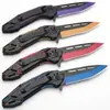 Faca dobrável multifuncional para exterior, faca de camping de aço inoxidável de alta dureza, faca de sobrevivência bicolor, faca de frutas portátil