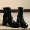 Botines de tacón alto con punta redonda para mujer petite, nuevo estilo otoño/invierno 2026, forrados de felpa, suela gruesa, botines Martin, tacón de bloque estilo francés, botines que estilizan