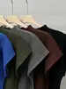 Suéter Simple de Manga Corta para Mujer con Cuello Medio-Alto para Principios de Otoño Estilo Básico Simple Color Sólido Versátil Simple Top Tipo Camiseta Miyake Adelgazante