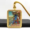 Tangka de Acero de Titanio Dorado Pintado a Mano Parcial, Tara Verde, Tara Blanca, Buda de la Medicina Tangka, Amuleto de Buda Portátil, Productos Culturales y Creativos de Templos