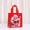 Bolsa de Mano No Tejida, Bolsa de Compras Laminada de Santa Claus Fuerte y Duradera, Bolsa Roja Engrosada Impermeable para Empaque de Regalos