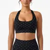 Amazon Conjunto Fitness Feminino com Sutiã Esportivo de Gola Halter com Bolinhas e Costas em V e Leggings