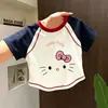 Camiseta de Manga Corta para Niña 2026 Nuevo Estilo para Niños Mayores, Top de Algodón Puro Lindo de Verano para Niña con Costuras Visibles, Camiseta Básica de Corte Holgado
