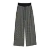 Chal de Mujer Coreano Rayado con Cordón al Frente + Top Camisola Corta de Cintura Alta + Pantalones Casuales Rectos de Pierna Ancha Rayados con Parches