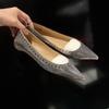 Zapatos de Moda para Mujer, Punta Fina Baja, Piel Suave, Color Sólido, Versátiles, Hebilla con Tachuelas Pequeñas, Zapatos Planos de una Sola Pieza para Mujer, Verano