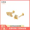 Zeming Acero Inoxidable Trébol de Cuatro Hojas Huazi Fragancia Pendientes de Zirconia para Abuela Lujo Ligero Pendientes de Hélice de Oreja de Gama Alta Pendientes de Nicho