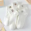 Explosiones de Primavera y Verano Calcetines Cortos Niñas Nubes Oso Blanco Lindo Calcetines de Barco para Damas Transpirables Calcetines Blancos Finos Invisibles