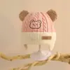 Bonito Sombrero de Protección para los Oídos con Orejas de Oso Pequeño para Bebé, Sombrero de Punto Cálido para Otoño e Invierno, Sombrero de Lana a Prueba de Viento para Bebé, para Niños y Niñas, Moderno