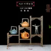 Estante para Tetera y Juego de Té Estante Pequeño Bogu Madera Maciza Estilo Chino Soporte de Exhibición para Tetera Zisha Madera de Wenge Duobao Ge Simple de Escritorio