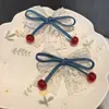 Nueva decoración de zapato con lazo de cereza con pedrería brillante, hebilla para cordones de zapato con lazo, decoración de cadena para zapatos, hebilla de flor de perla para ballet