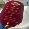 Comercio Exterior Transfronterizo Menú de Terciopelo Borgoña, Menú de Boda Especial de Terciopelo con Logo Estampado en Oro, Adecuado para Banquetes y Recepciones
