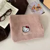 Cachecol de Tricô Bordado Gatinho Fofo Autêntico Hello Kitty Cachecol Xale Quente Espesso de Inverno Feminino