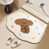 Tapete de Chão de Lama Diatomácea com Estampa Divertida de Desenho Animado Tapete de Chão Absorvente de Água para Pia de Banheiro Fácil de Limpar Tapete de Chão para Banheiro