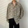 Camisa retro estilo coreano con estampado paisley para hombre, de gasa de manga larga, estilo casual de Hong Kong, holgada y ligera, camisa de verano para hombre