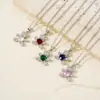 Collar de Oso con Diamantes Completo Transfronterizo Europeo y Americano para Mujer, Acero de Titanio Chapado en Oro Cobre Zirconita Microincrustada, Cadena para Clavícula Estilo Lindo y Dulce Colgante